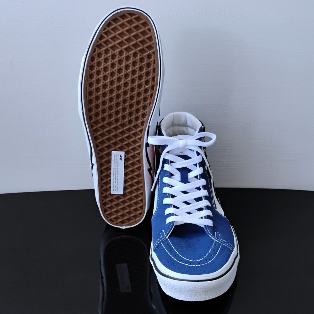 Vans Men Sk8-Hi Bolt Suede/Canvas High Top Sneaker in Beautiful True Blue/Black - Picture 12 of 13